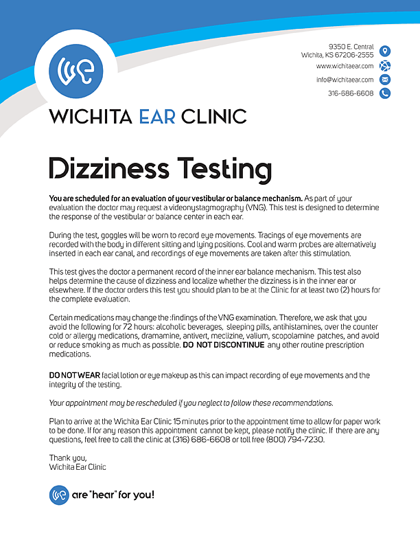 Wichita Ear Balance Dizziness Testing